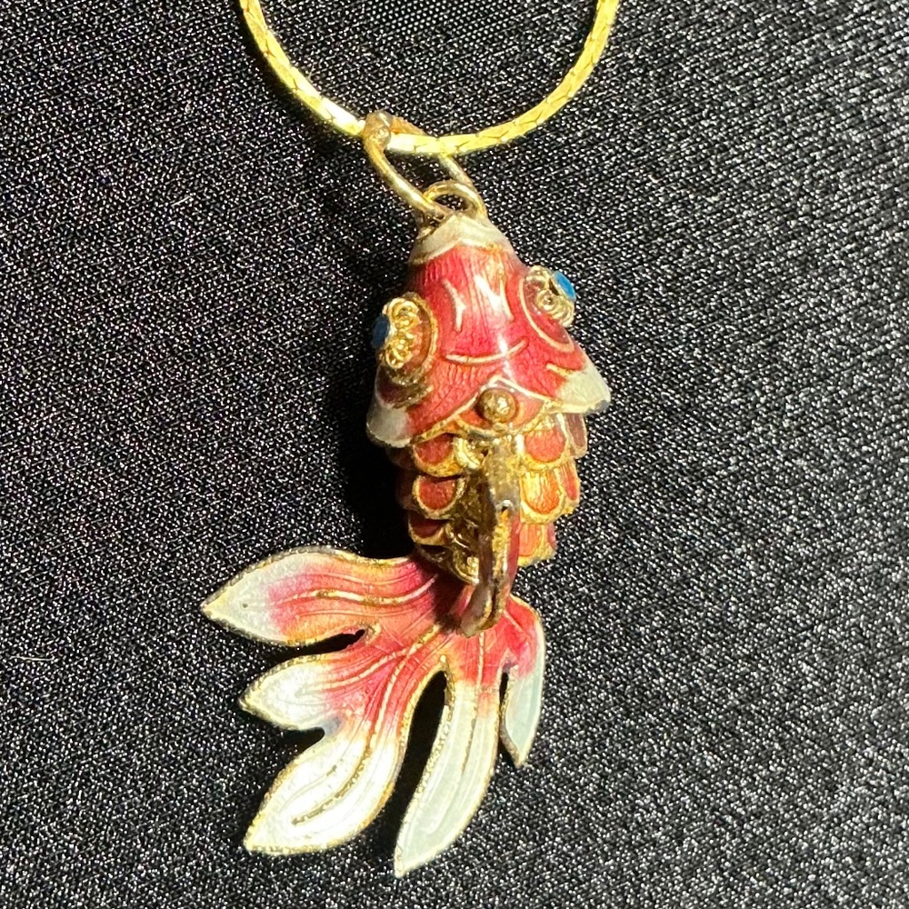 Articulated Cloisonné Enamel Goldfish Pendant